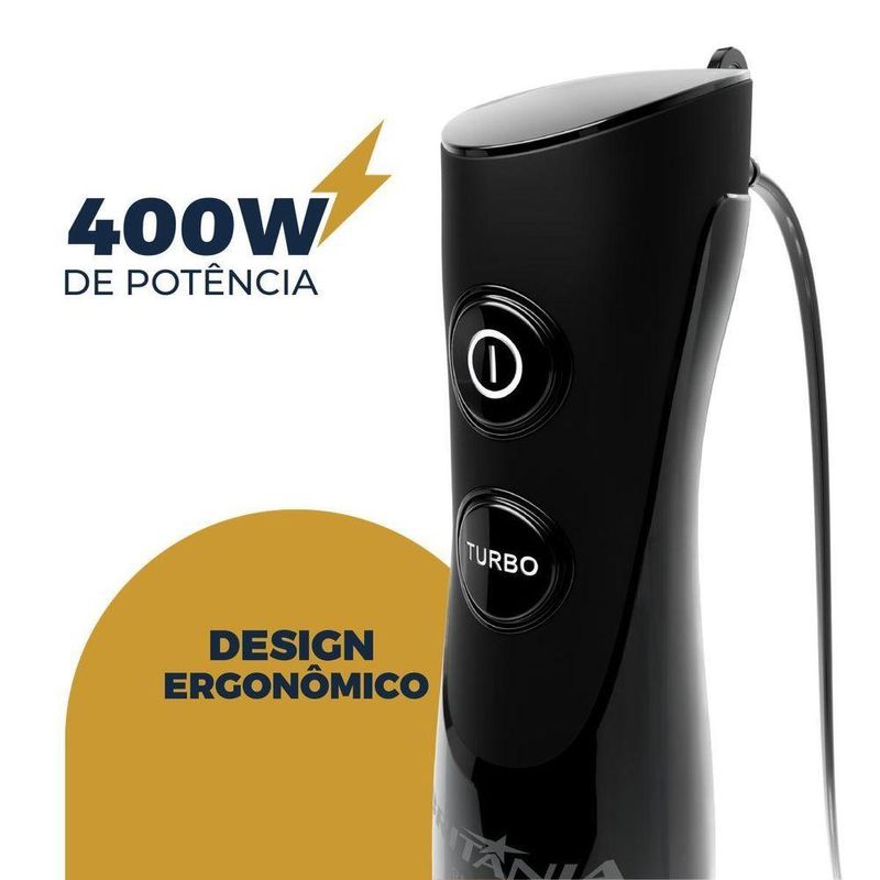 Mixer de Mão Britânia BMX40A 400W 2 Velocidades Preto 110V com Copo Medidor
