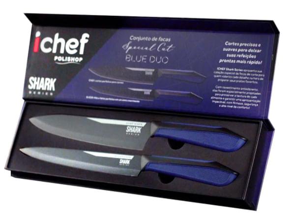 Conjunto de 2 facas polishop ichef special cut azul