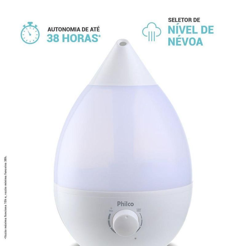 Umidificador De Ar Philco 4L Difusor De Aromas PUD04B Bivolt