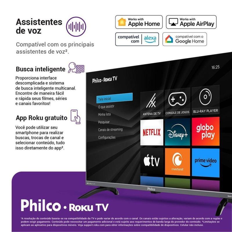 Smart TV Philco P43KRB 43" Full HD QLED Cinza com Roku TV Bivolt