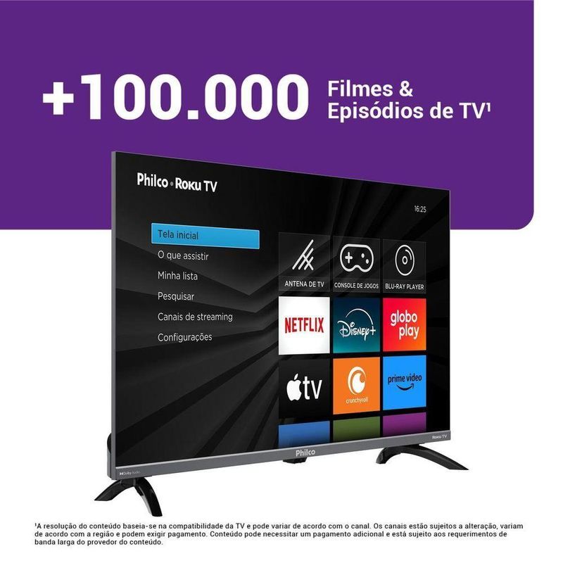 Smart TV Philco P43KRB 43" Full HD QLED Cinza com Roku TV Bivolt