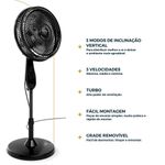 Ventilador de Coluna Britânia 75W 30cm 6 Pás 3 Velocidades Preto BVC31A 220V