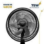 Ventilador de Coluna Britânia 75W 30cm 6 Pás 3 Velocidades Preto 110V