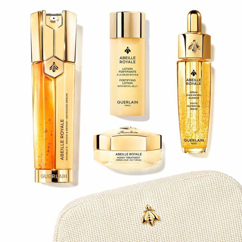 Kit guerlain abeille royale rejuvenescedor - loção fortificante + sérum + creme dia + sérum avançado