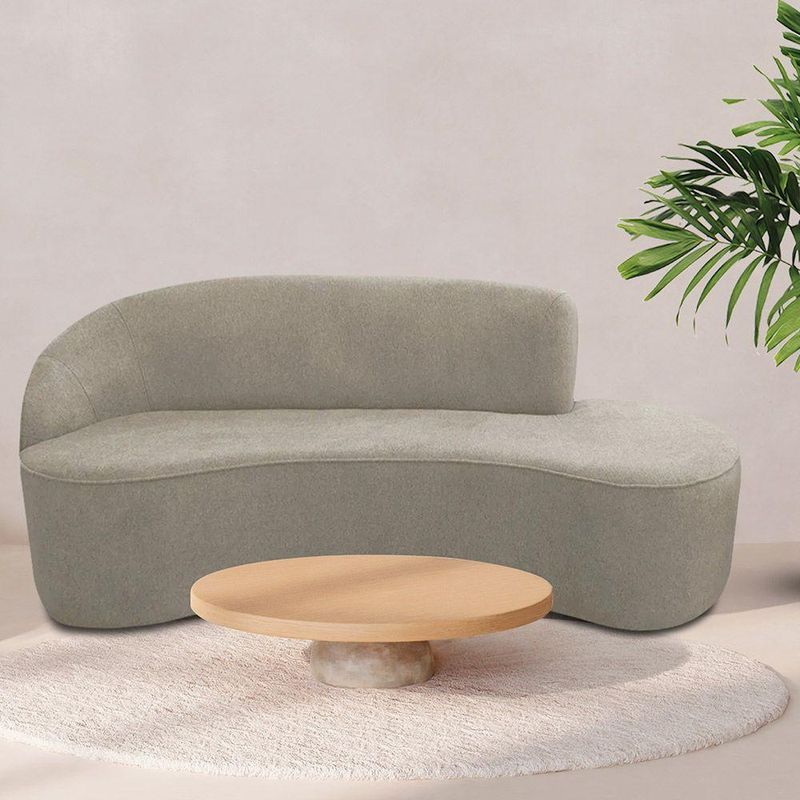 Sofá Curvo 03 Lugares 180cm Eron Braço Direito Suede Camurça Bege - Nexta Casa
