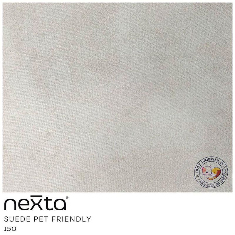 Sofá Curvo 03 Lugares 180cm Eron Braço Direito Suede Camurça Bege - Nexta Casa