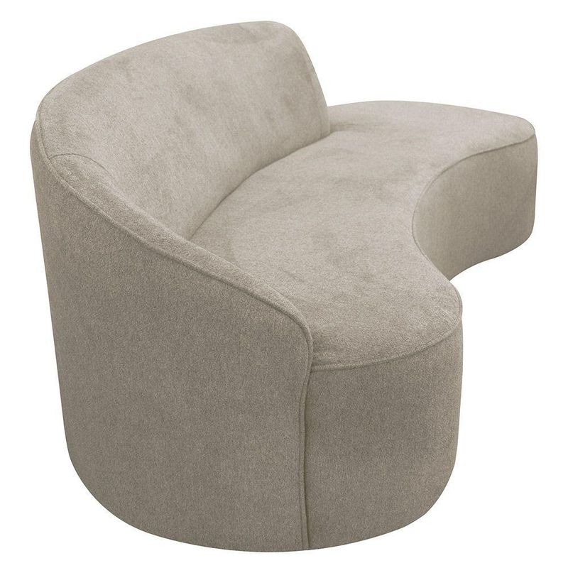 Sofá Curvo 03 Lugares 180cm Eron Braço Direito Suede Camurça Bege - Nexta Casa