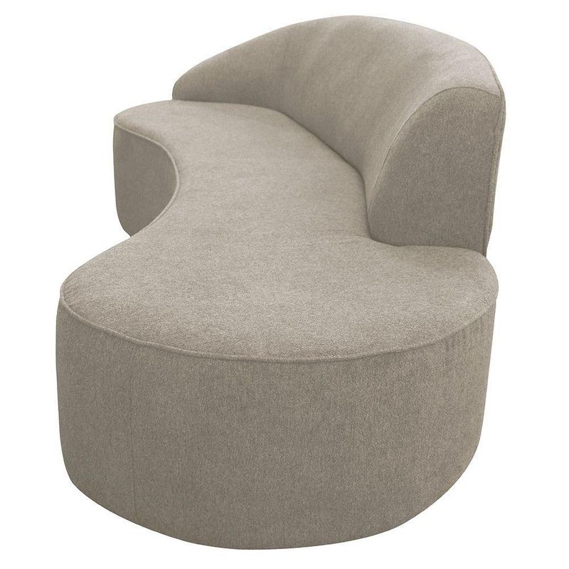 Sofá Curvo 03 Lugares 180cm Eron Braço Direito Suede Camurça Bege - Nexta Casa