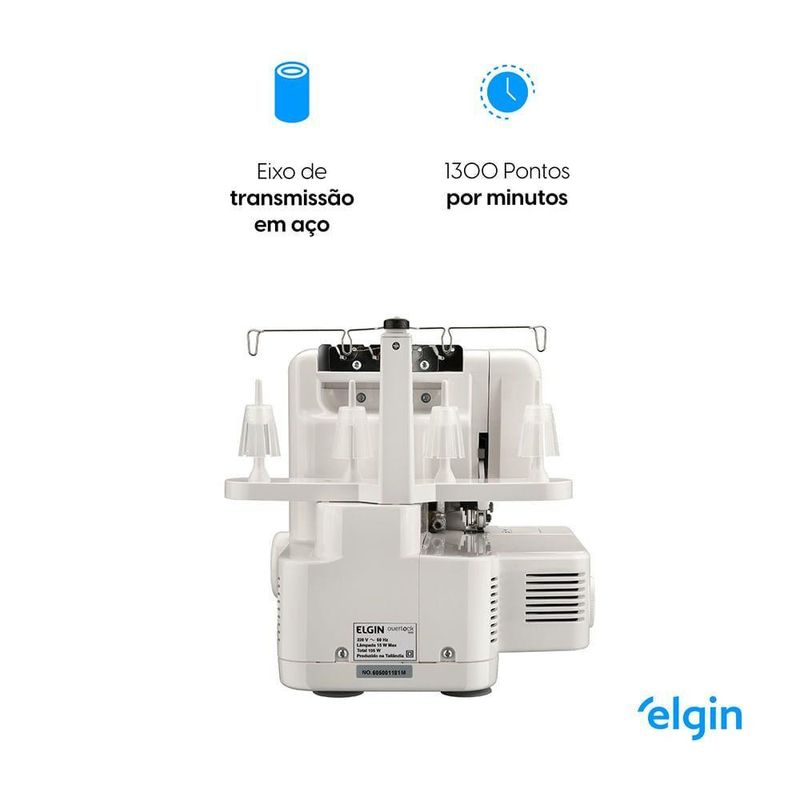 Máquina de Costura Elgin Overlock 2000 Doméstica 1300 Pontos 110V