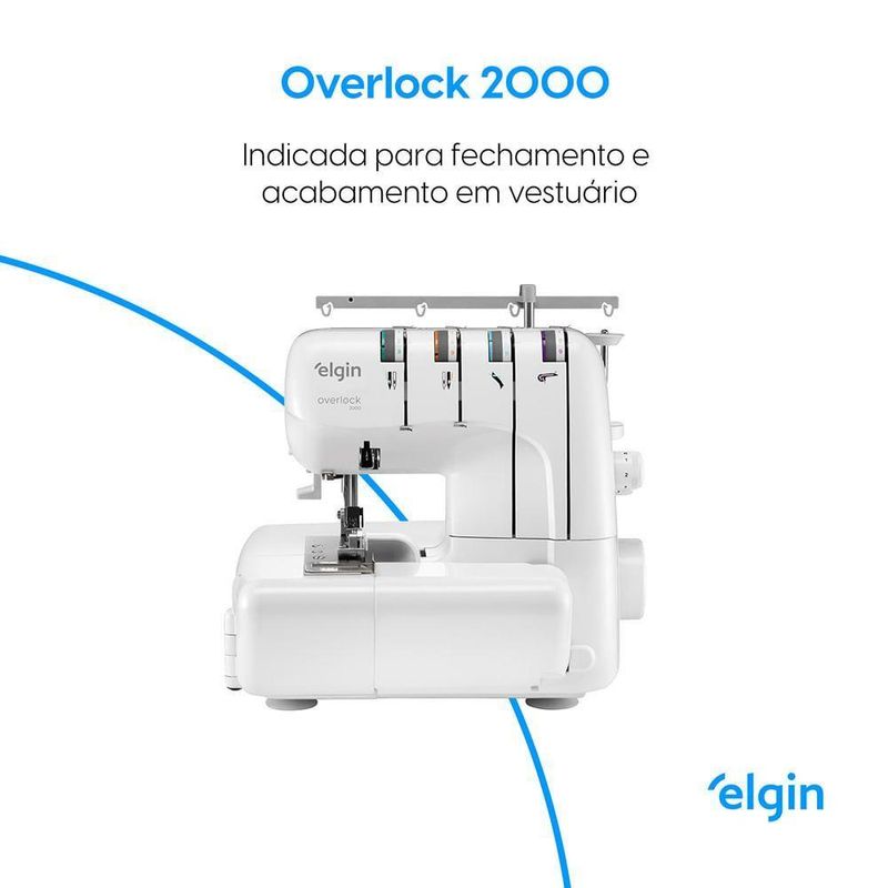 Máquina de Costura Elgin Overlock 2000 Doméstica 1300 Pontos 110V