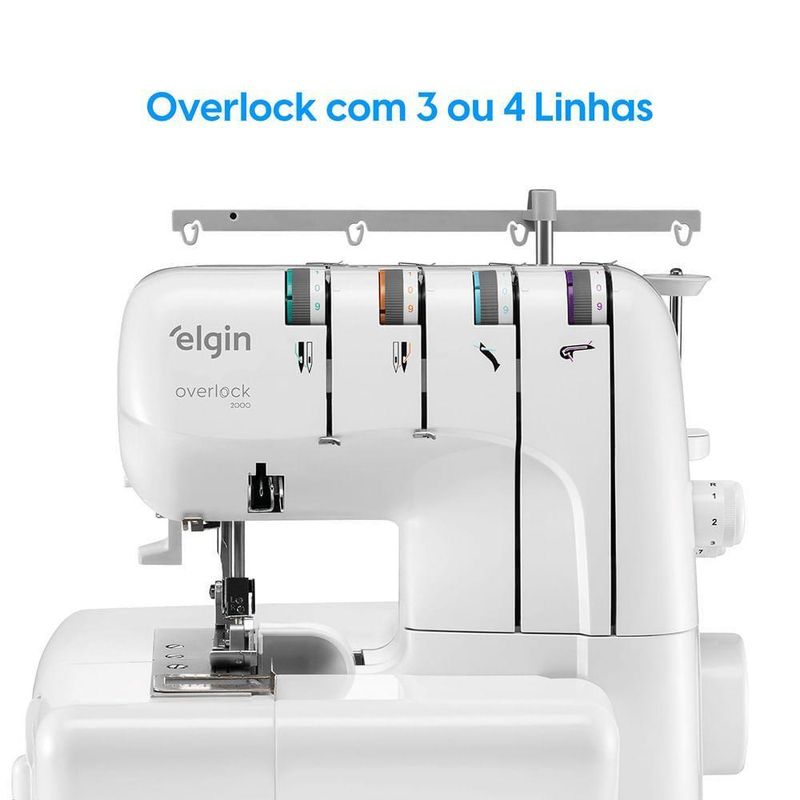 Máquina de Costura Elgin Overlock 2000 Doméstica 1300 Pontos 110V