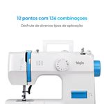 Máquina de Costura Doméstica Portátil Elgin Futura Plus Braço Livre 12 Pontos 110V