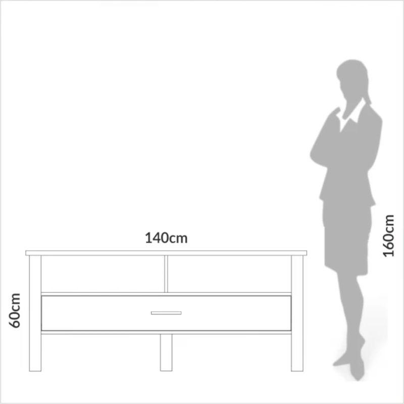 Rack para TV Até 55 Polegadas em MDF 140 cm 1 Gaveta Freijó Preto Dalla Costa