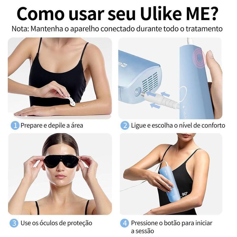 Depilador a Laser Ipl Ulike Me Luz Pulsada Indolor para Corpo e Rosto com Safira Bivolt