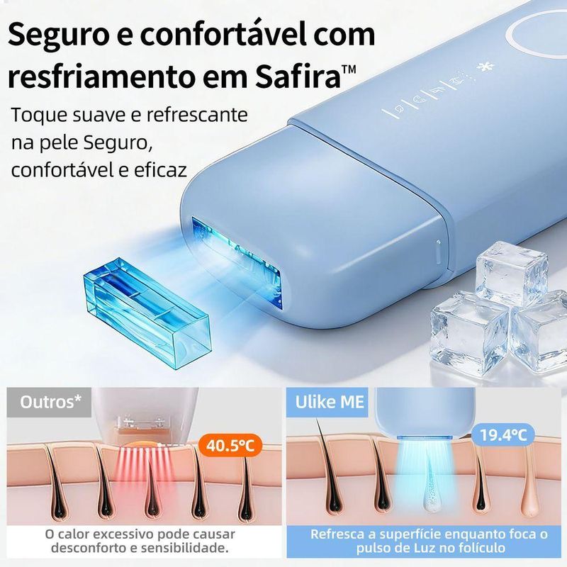 Depilador a Laser Ipl Ulike Me Luz Pulsada Indolor para Corpo e Rosto com Safira Bivolt