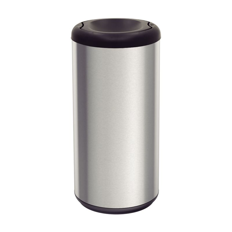 Lixeira Inox Tramontina Piemonte 40 L Acetinada e Tampa Basculante Preta Polipropileno