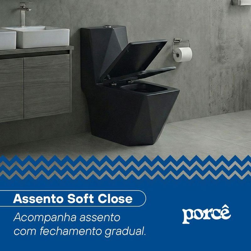 Vaso Sanitário Monobloco Porcê Supremus Preto (PVS53MBSFA-PT)