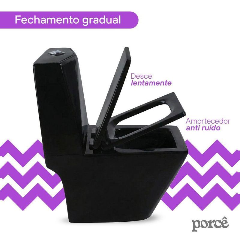 Vaso Sanitário Monobloco Porcê Supremus Preto (PVS53MBSFA-PT)