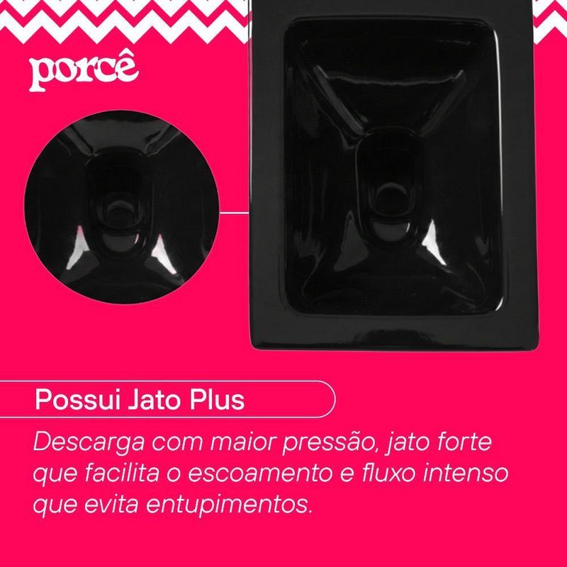 Vaso Sanitário Monobloco Porcê Supremus Preto (PVS53MBSFA-PT)