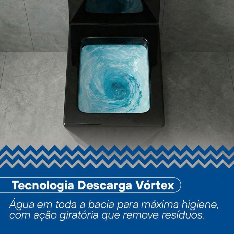 Vaso Sanitário Monobloco Porcê Supremus Preto (PVS53MBSFA-PT)