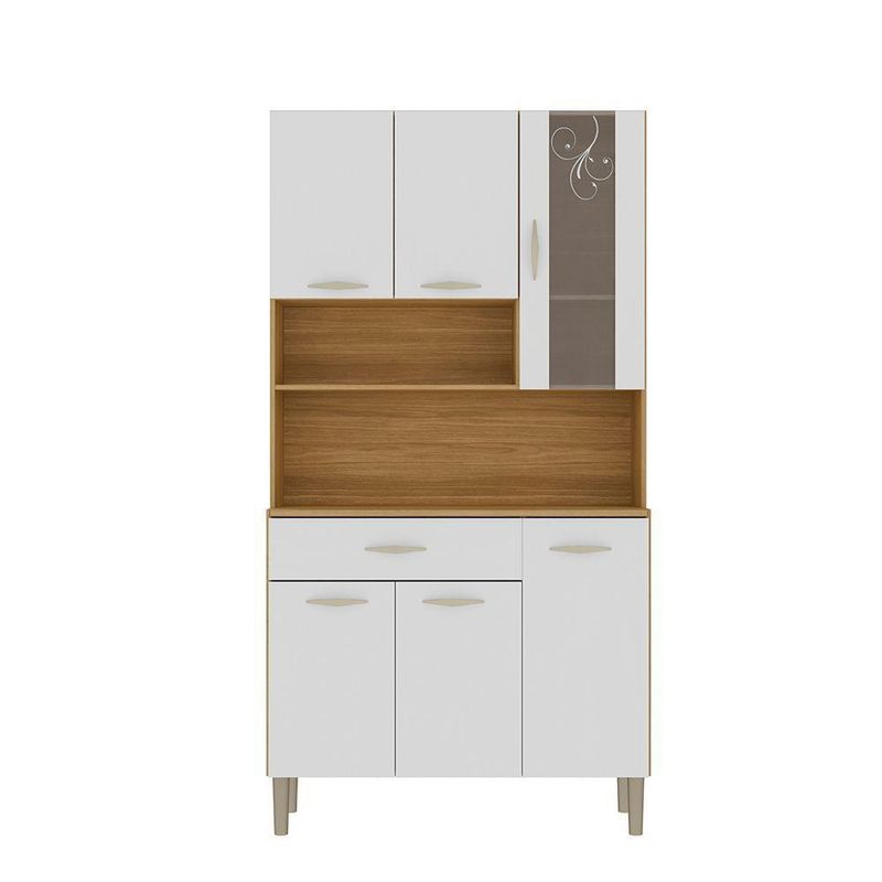Armário de Cozinha Golden 6 Portas 1 Gaveta MDF 90,9CM Freijo Supremo Elegante Funcional Moderno