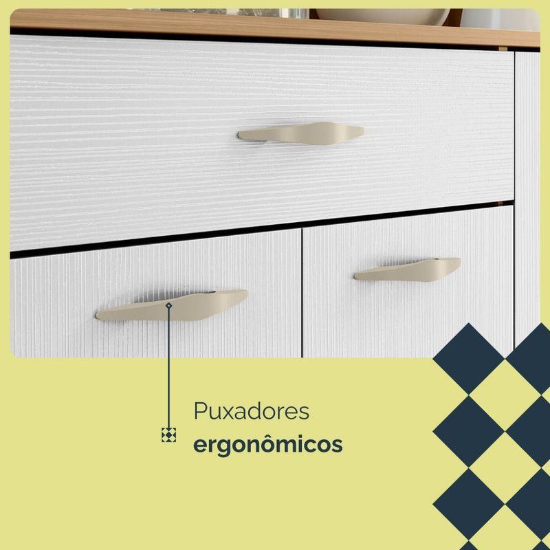 Armário de Cozinha Golden 6 Portas 1 Gaveta MDF 90,9CM Freijo Supremo Elegante Funcional Moderno