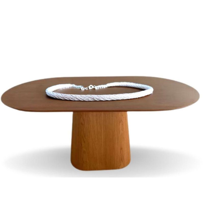 Mesa De Jantar Cone Retangular Arredondada 235x122cm Madeira Freijó