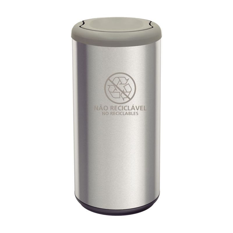 Lixeira Inox Tramontina Piemonte 40 Litros Acetinado Tampa Basculante Cinza em Polipropileno