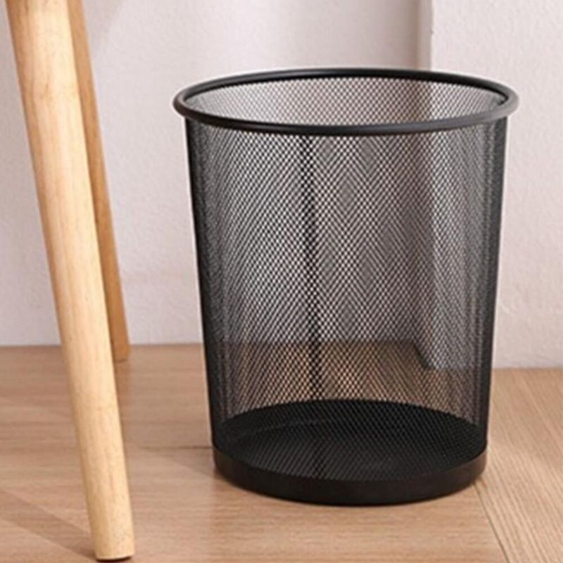 Cesto Lixeira Aramada De Metal 10l Telado Vazado Preto