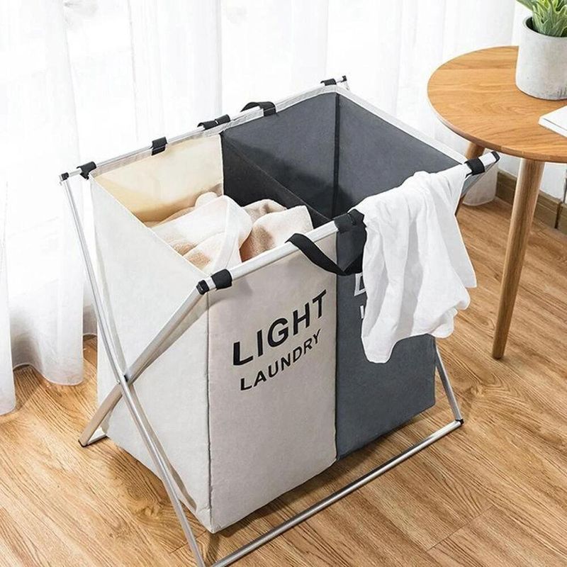 Cesto De Roupa Suja Duplo Organizador De Lavanderia Grande