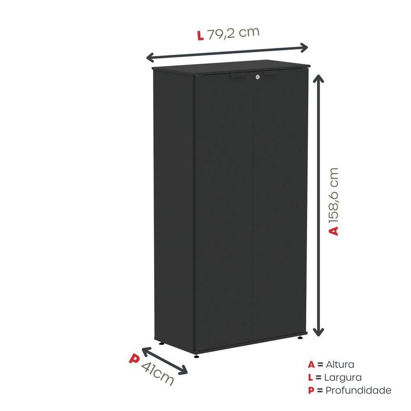 Armário Alto Para Escritório 2 Portas Com Chave 160cm Linha P15