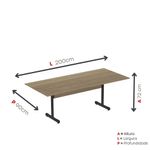 Mesa De Reunião 200cm Para Escritório Com Pés Tubulares Em Aço Linha P15