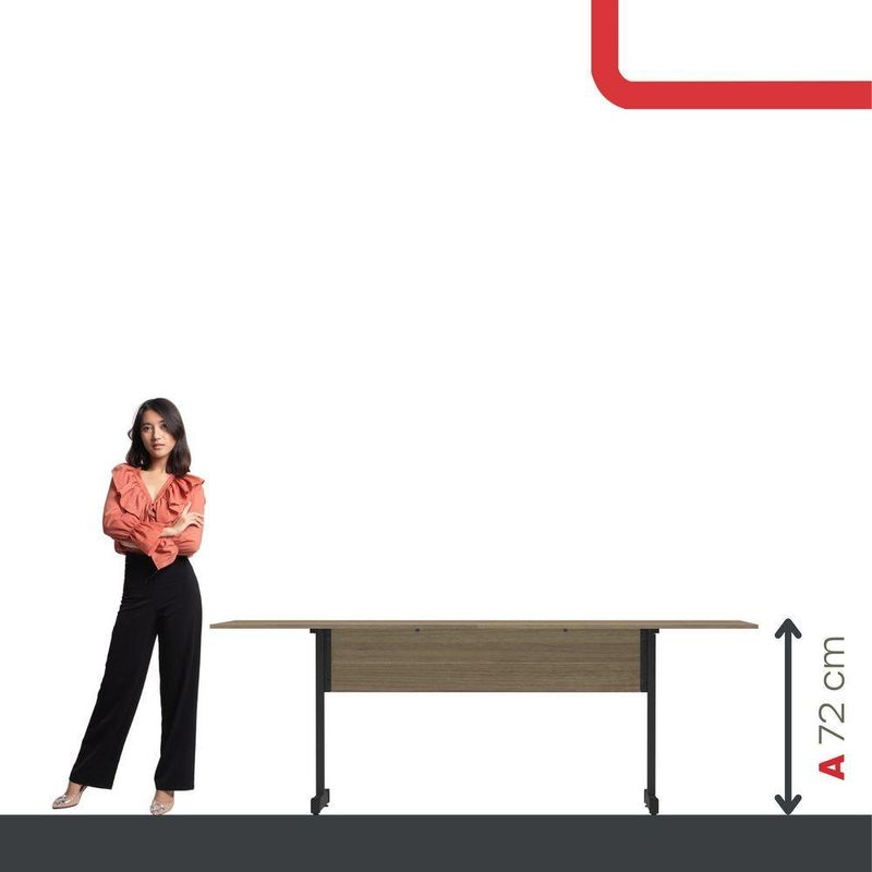 Mesa De Reunião 200cm Para Escritório Com Pés Tubulares Em Aço Linha P15