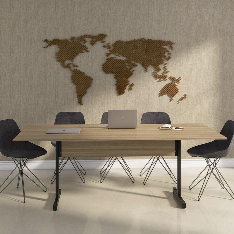 Mesa De Reunião 200cm Para Escritório Com Pés Tubulares Em Aço Linha P15