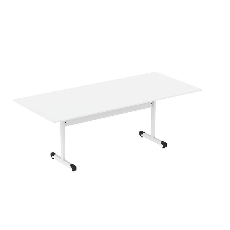 Mesa De Reunião 200cm Para Escritório Com Pés Tubulares Em Aço Linha P15