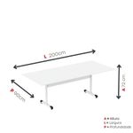 Mesa De Reunião 200cm Para Escritório Com Pés Tubulares Em Aço Linha P15