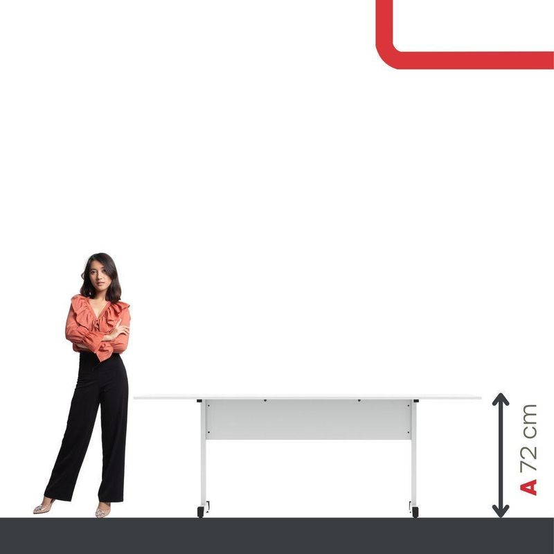 Mesa De Reunião 200cm Para Escritório Com Pés Tubulares Em Aço Linha P15