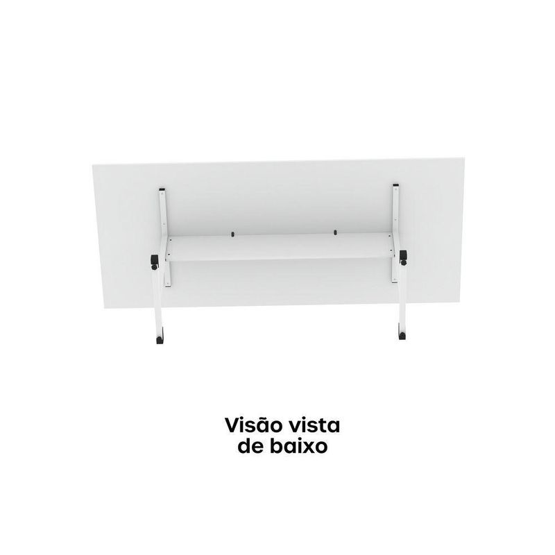 Mesa De Reunião 200cm Para Escritório Com Pés Tubulares Em Aço Linha P15