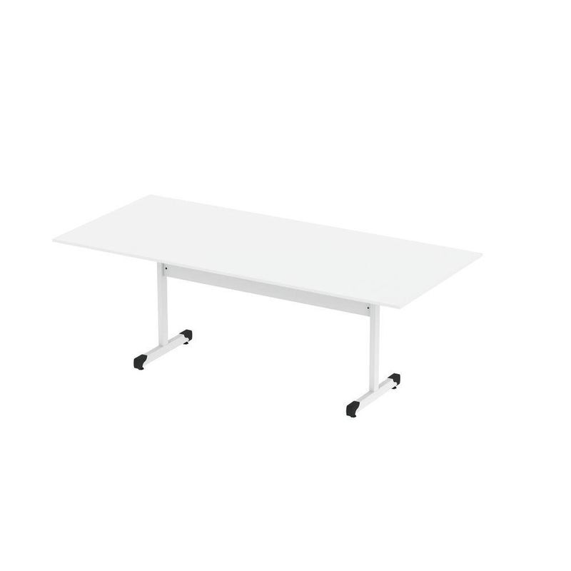 Mesa De Reunião 200cm Para Escritório Com Pés Tubulares Em Aço Linha P15