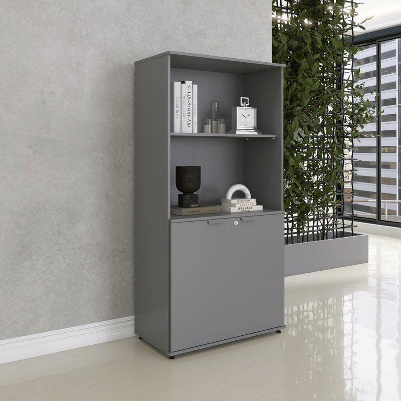 Armário Misto Para Escritório 2 Portas Com Chave 160cm Linha P15