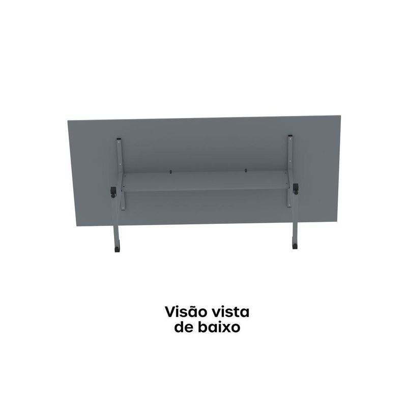 Mesa De Reunião 200cm Para Escritório Com Pés Tubulares Em Aço Linha P15