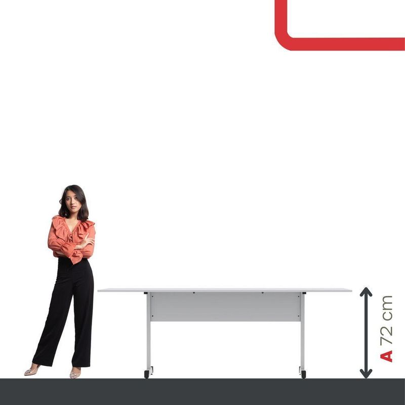 Mesa De Reunião 200cm Para Escritório Com Pés Tubulares Em Aço Linha P15