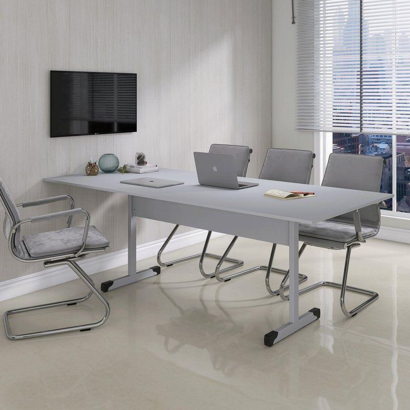 Mesa De Reunião 200cm Para Escritório Com Pés Tubulares Em Aço Linha P15