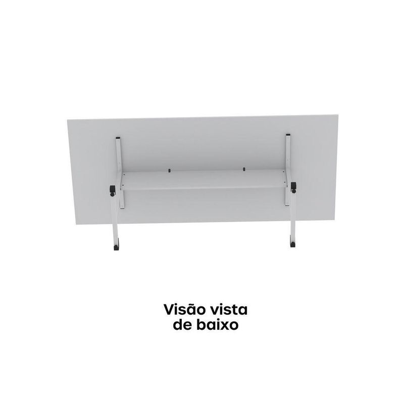 Mesa De Reunião 200cm Para Escritório Com Pés Tubulares Em Aço Linha P15