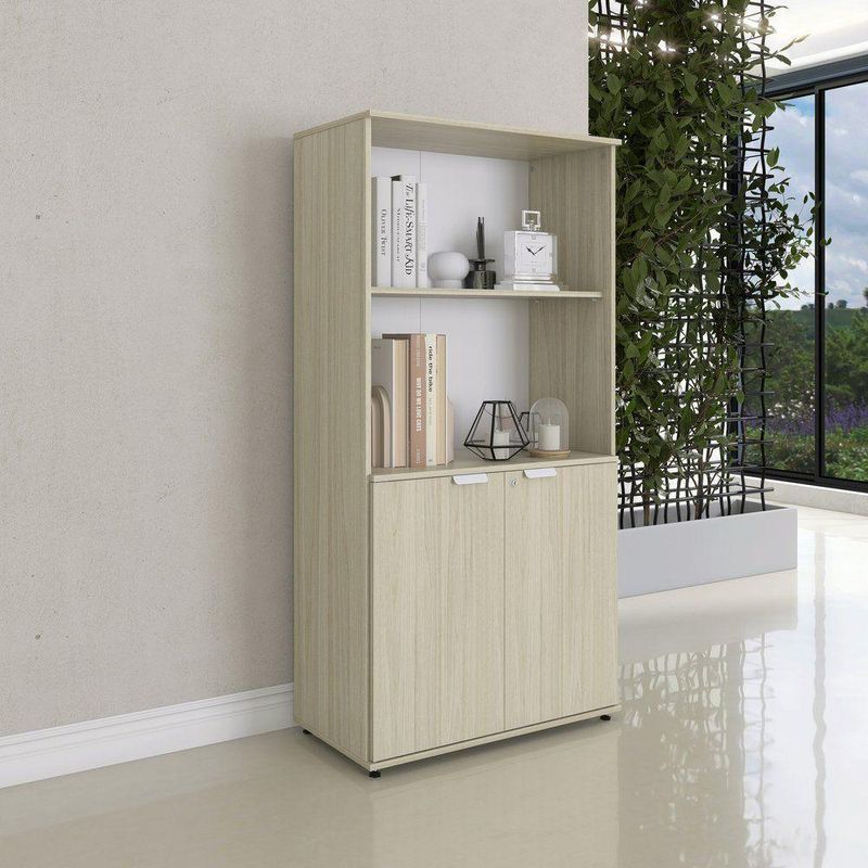 Armário Misto Para Escritório 2 Portas Com Chave 160cm Linha P15