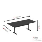 Mesa De Reunião 200cm Para Escritório Com Pés Tubulares Em Aço Linha P15