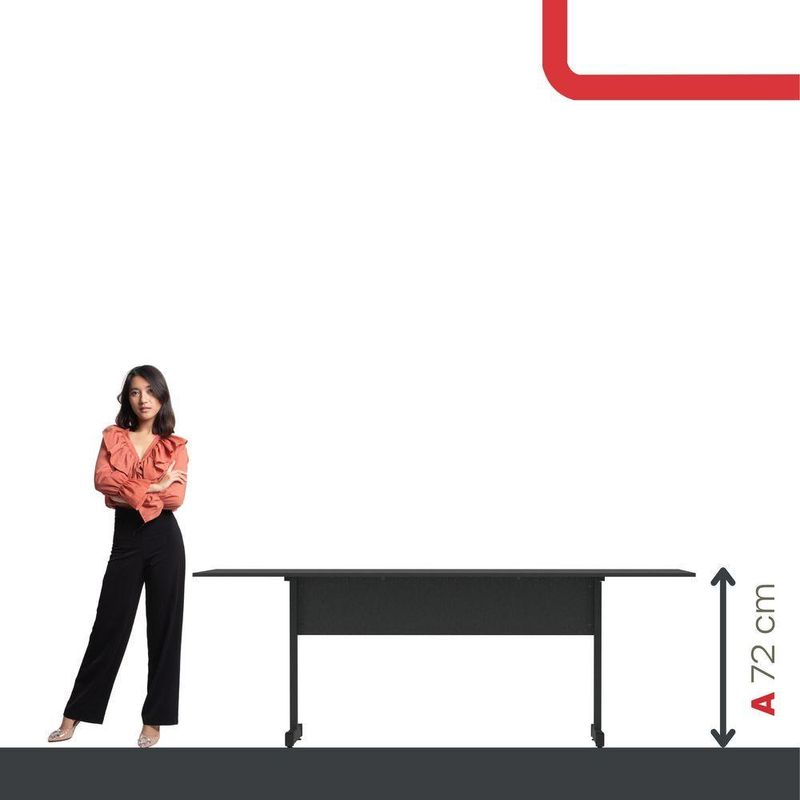 Mesa De Reunião 200cm Para Escritório Com Pés Tubulares Em Aço Linha P15