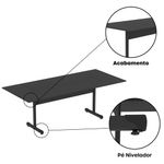 Mesa De Reunião 200cm Para Escritório Com Pés Tubulares Em Aço Linha P15