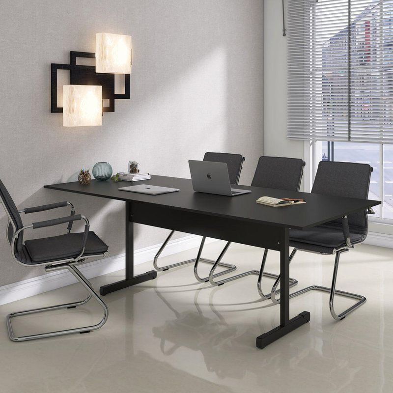 Mesa De Reunião 200cm Para Escritório Com Pés Tubulares Em Aço Linha P15