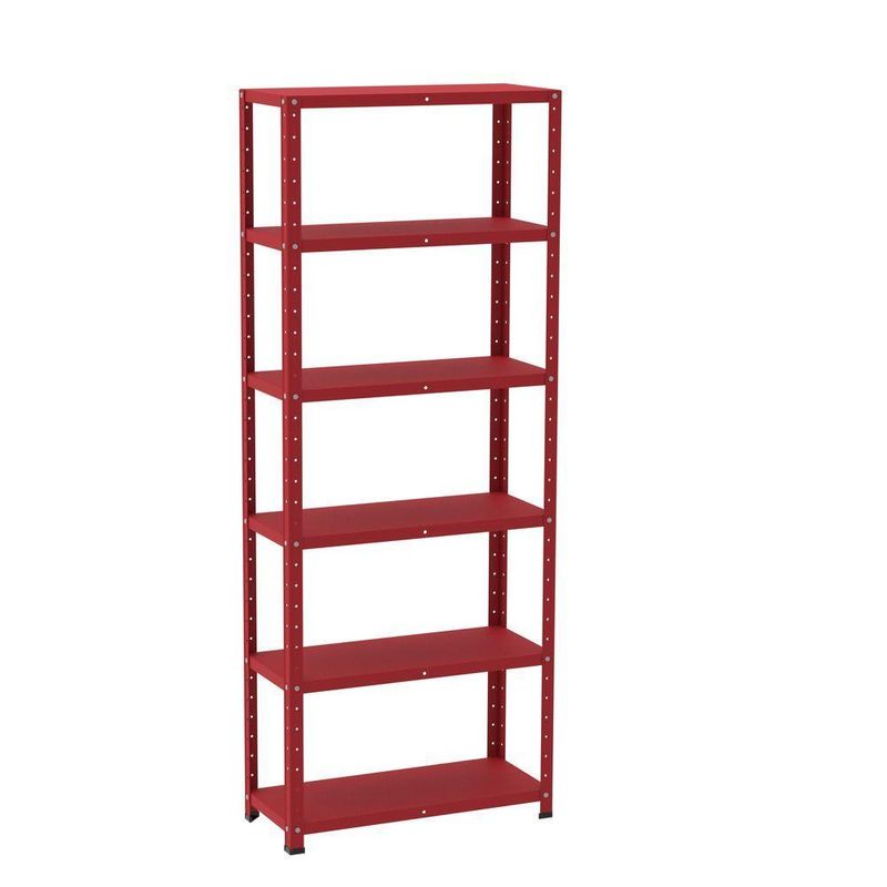 Estante De Estrutura Metálica Com 6 Prateleiras 175cm(a)92acm(l)40cm(p) Com Reforço Vermelho